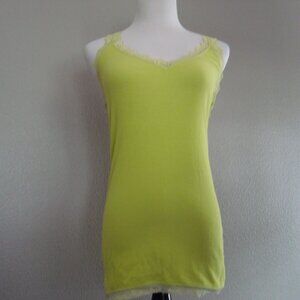 Old Navy Lace Trim Ribbed Tank CamiTop Neon Green Size M